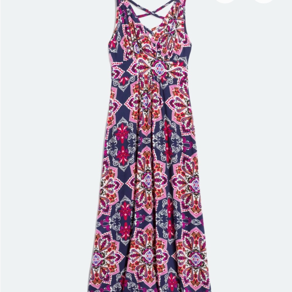Loveappella Pink and Blue Floral Maxi Dress